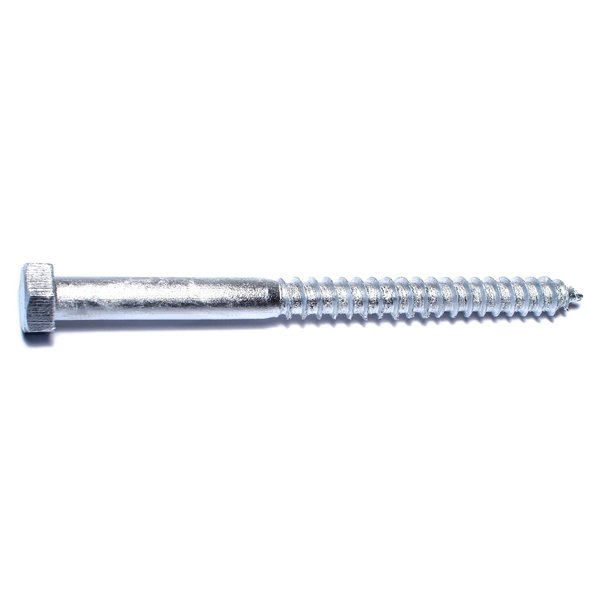 Midwest Fastener Lag Screw, 3/8 in, 5 in, Steel, Hot Dipped Galvanized Hex Hex Drive, 5 PK 35363
